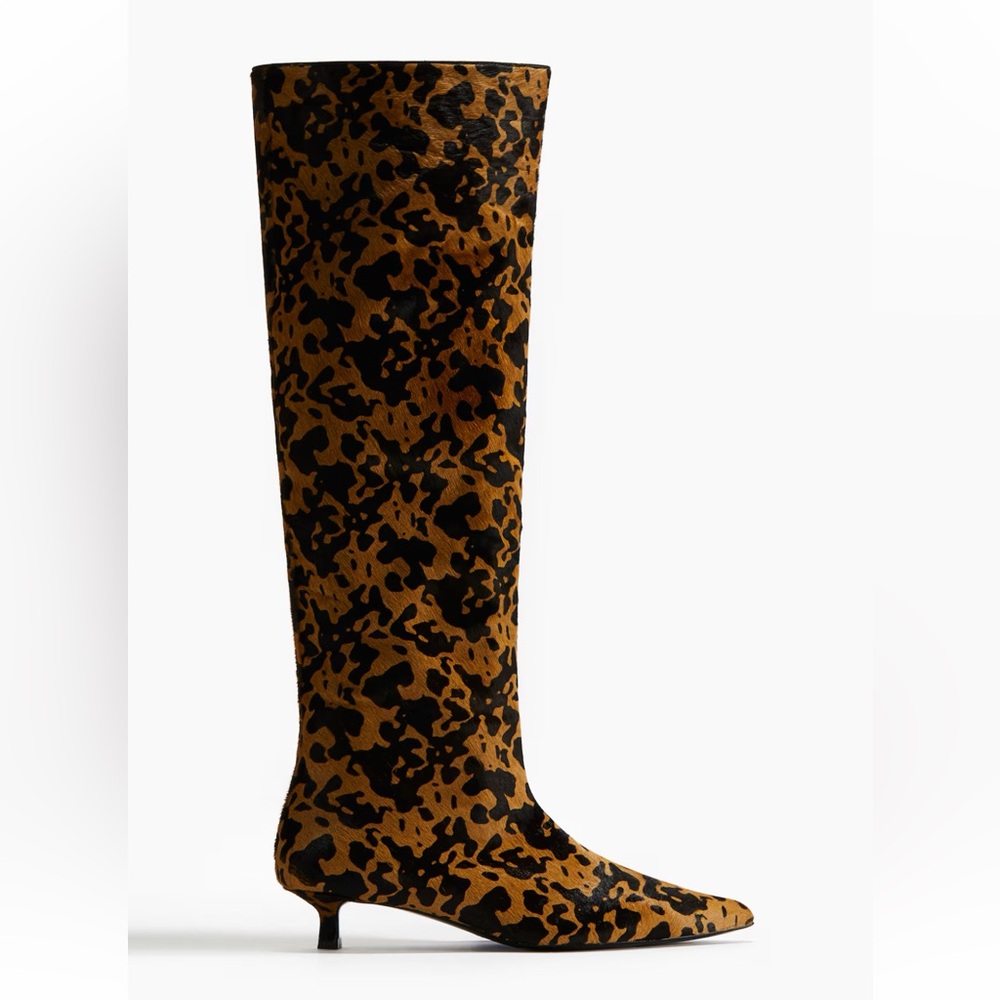 H&M KITTEN-HEELED LEATHER BOOTS